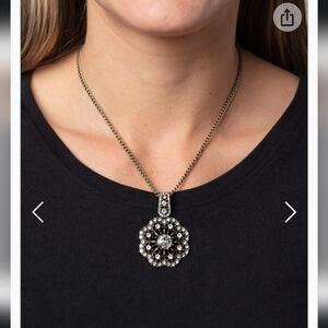 Bewitching Brilliance Brass Necklace Rhinestones